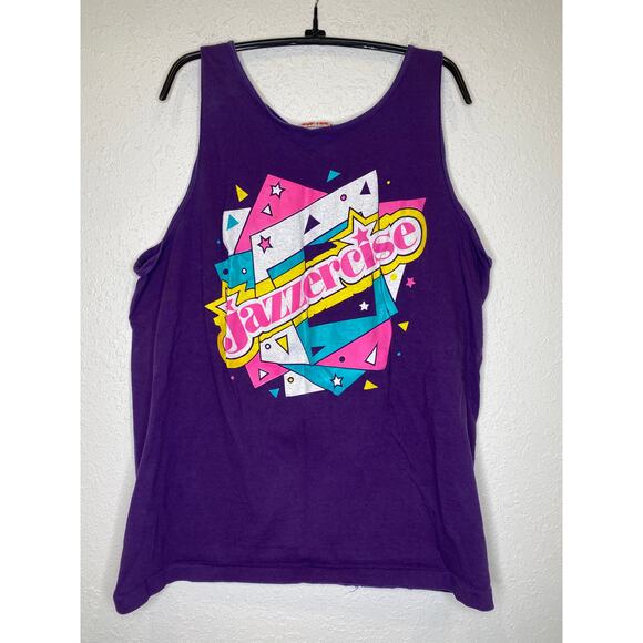 Vintage Tops - Vintage 1980’s Jazzercise Purple Tank Top Sz XL Women’s Graphic Print Hipster